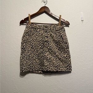 Hollister Ultra High Rise Leopard Print Button Front Mini Skirt Size 1 (25) Nude